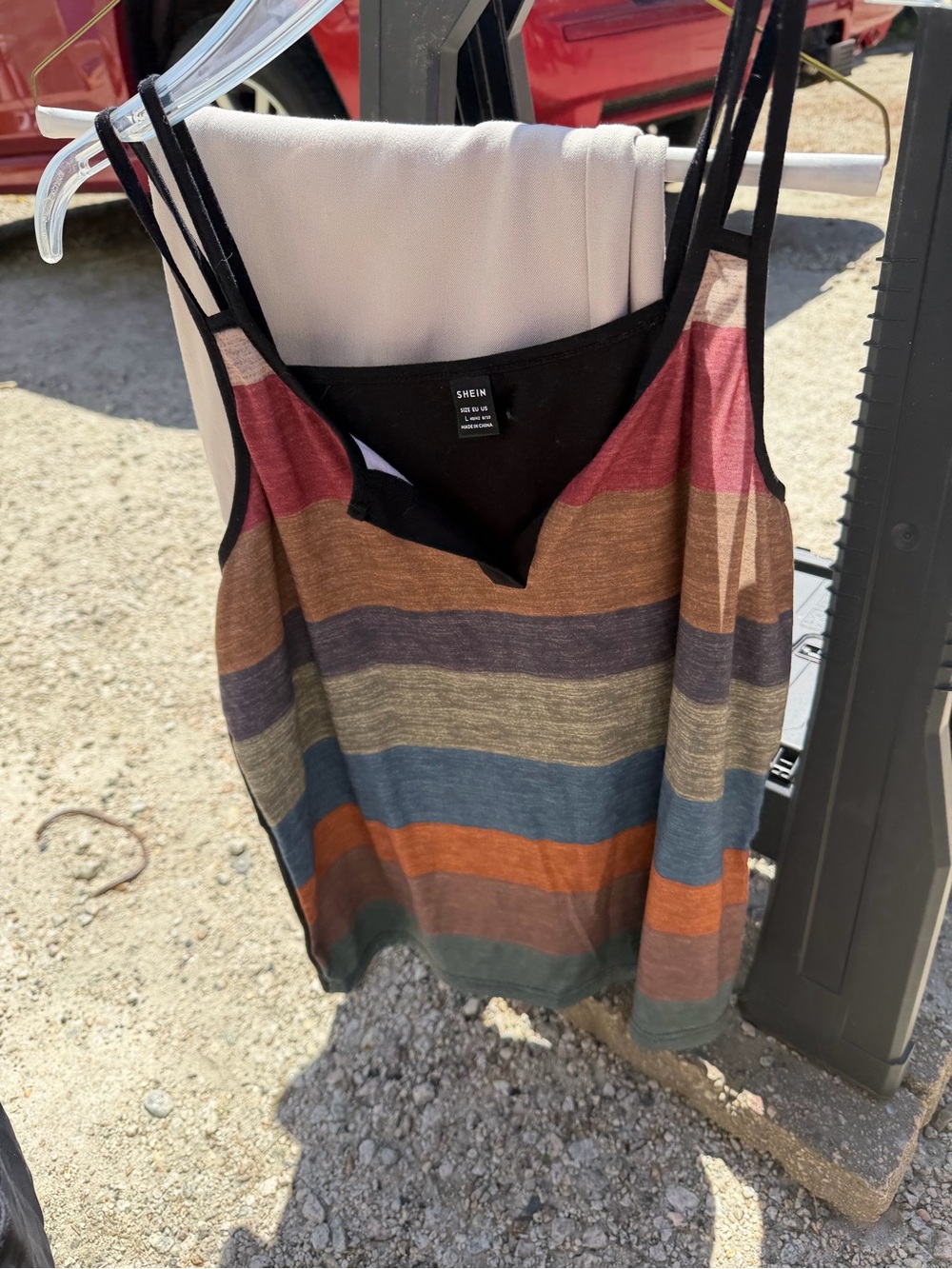 SHEIN Multicolored Striped Spaghetti Strap Cami - Rust, Blue, Olive, Purple